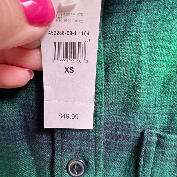 Gap Sz XS Mens Flannel NWT - Picture 2 of 6